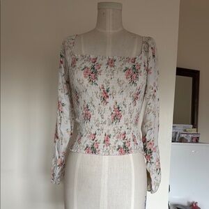 American Eagle Outfitters Pink and White off the shoulder Blouse